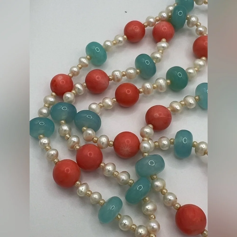 Pearl and coral beads mala